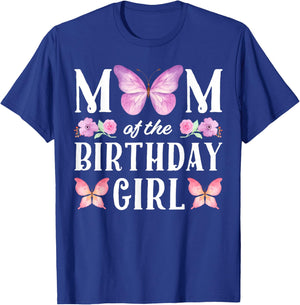 Butterfly Mom Of The Birthday Girl Floral Family Matching T-Shirt - T-Shirt | Royal