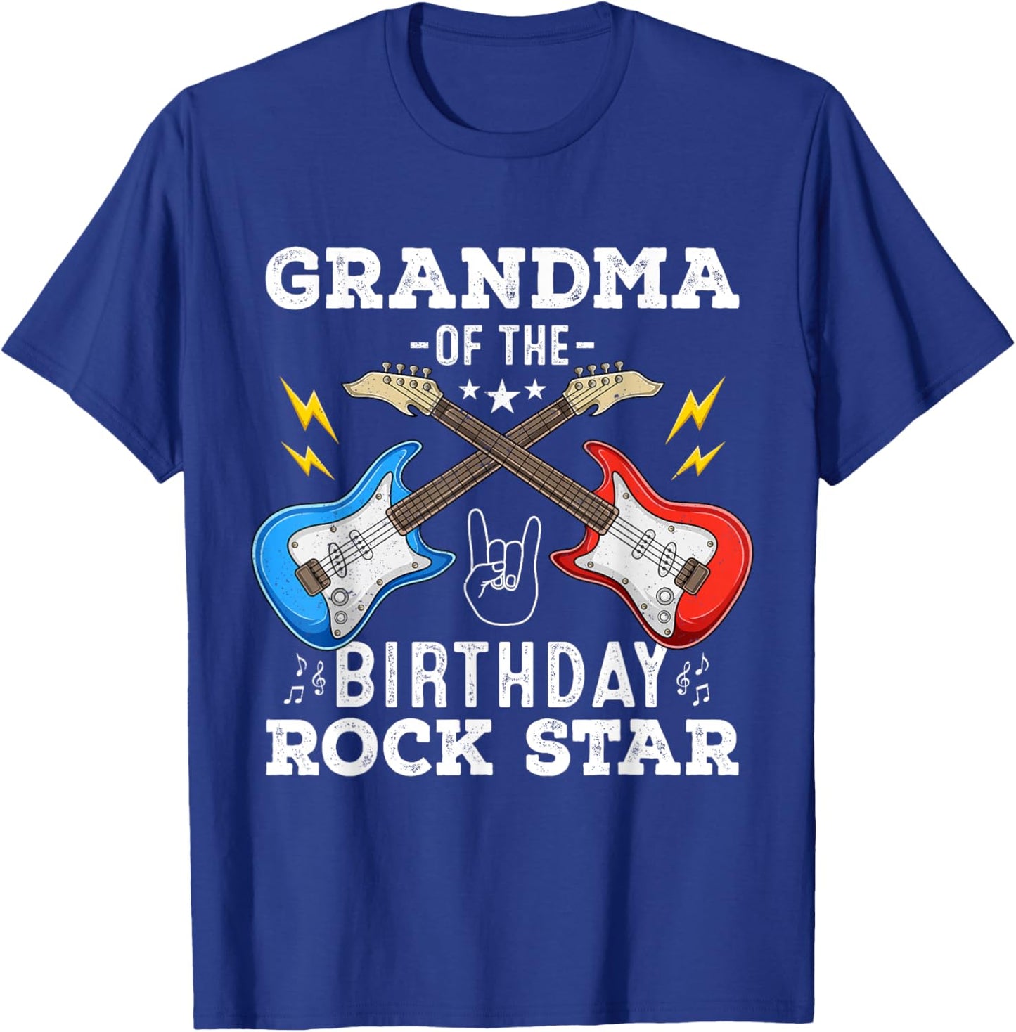 Grandma Of The Birthday Rock Star Guitar Themed Birthday T-Shirt - T-Shirt | Royal