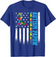 Retro American Flag Autism Papaw Awareness Autistic T-Shirt - T-Shirt | Royal