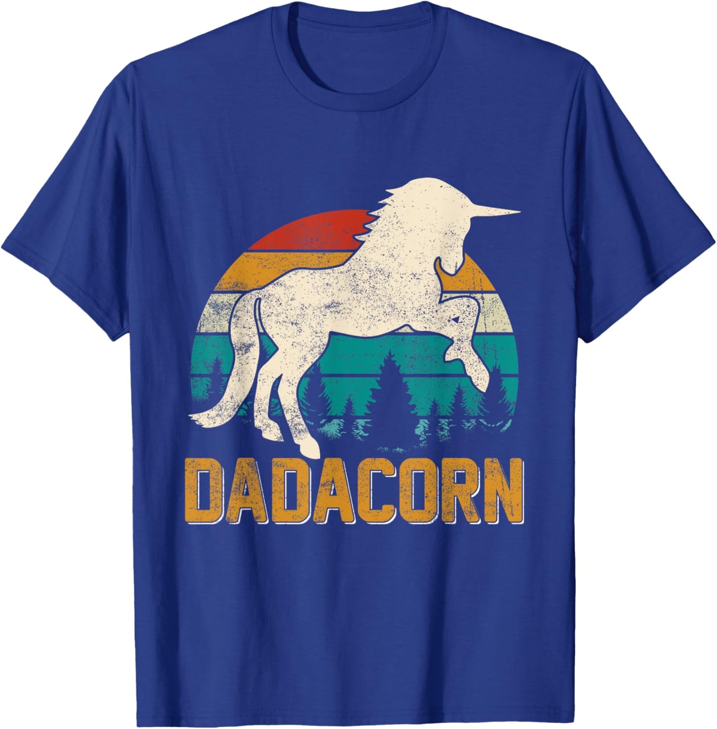 Dadacorn Funny Dad Unicorn Daddy Papa Grandpa Daughters T-Shirt - T-Shirt | Royal