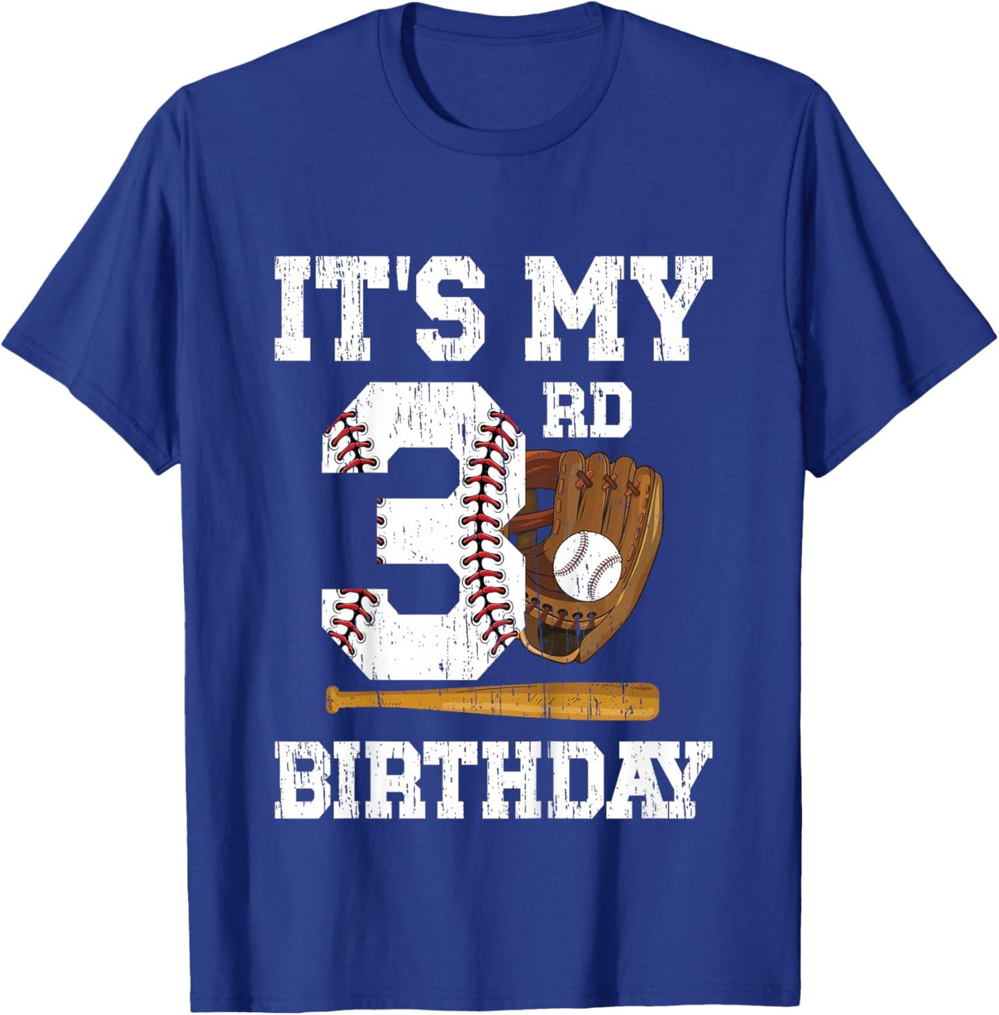 Kids My 3rd Birthday Baseball Boy Three Year Old Baseball Player T-Shirt - T-Shirt | Royal