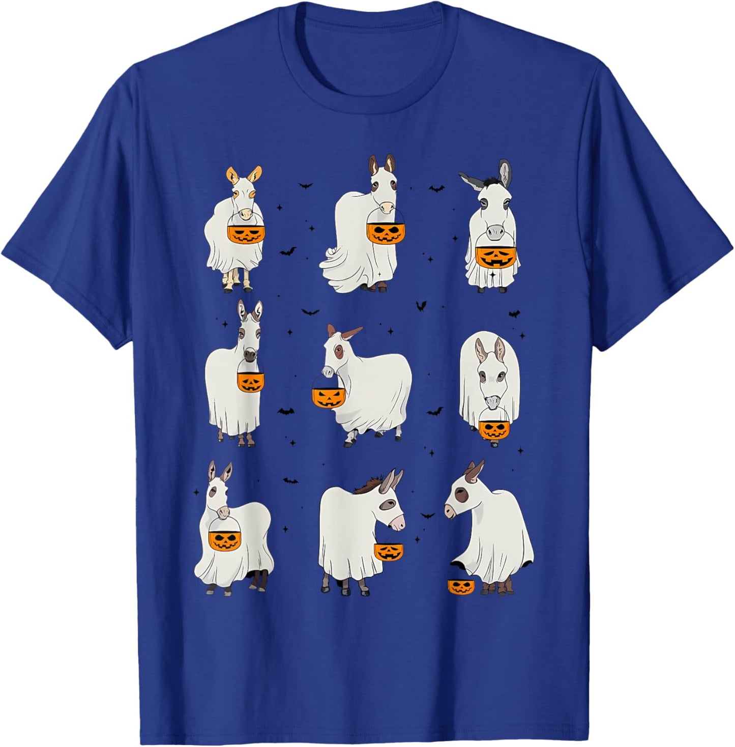 Spooky Donkey Ghost Halloween Donkey Animal Autumn Pumpkin T-Shirt - T-Shirt | Royal