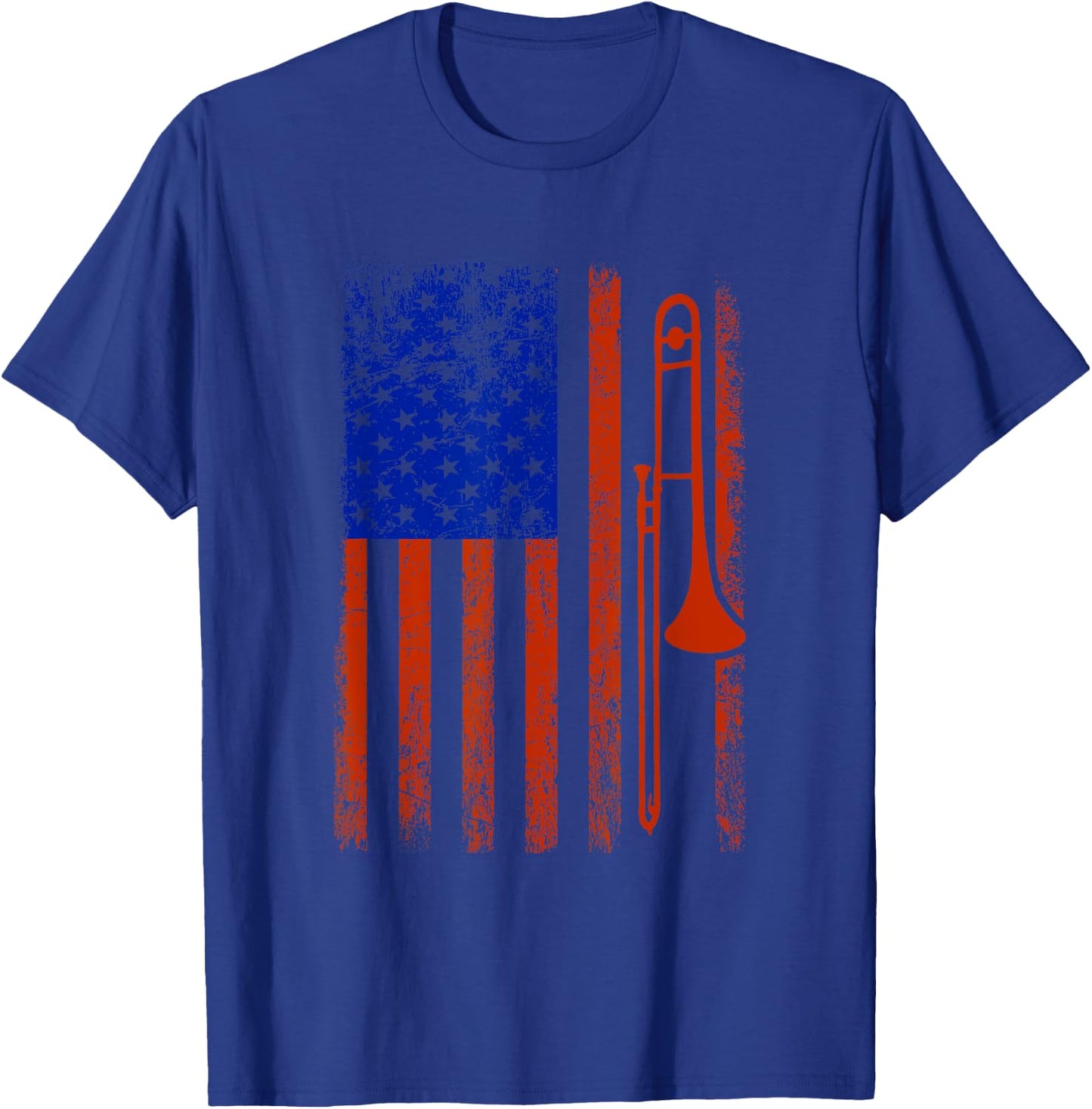 Trombone Player USA Flag | Trombone Merchandise Kids Men T-Shirt - T-Shirt | Royal