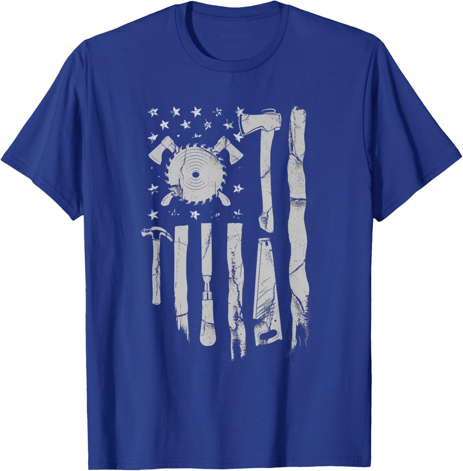 American Flag Woodworking Gift Carpenter Wood Working Women Men T-Shirt - T-Shirt | Royal