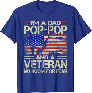 I'm A Dad Pop Pop And Veteran Funny Retro Papa Grandpa Gifts T-Shirt - T-Shirt | Royal