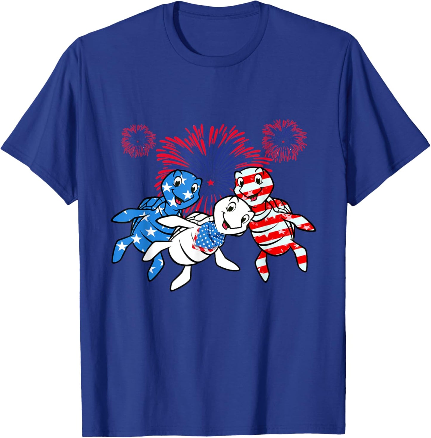 Sea Turtles 4th of July American USA Flag Patriotic T-Shirt - T-Shirt | Royal
