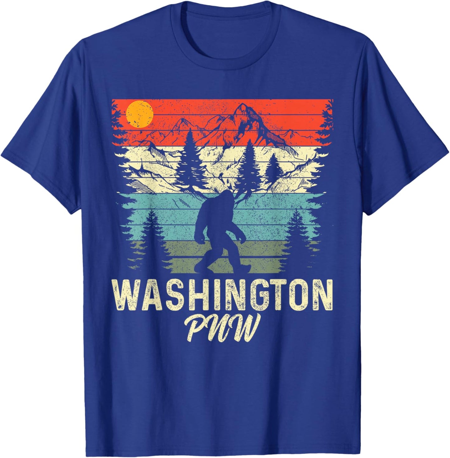 Washington PNW Bigfoot Vintage Pacific Northwest T-Shirt - T-Shirt | Royal