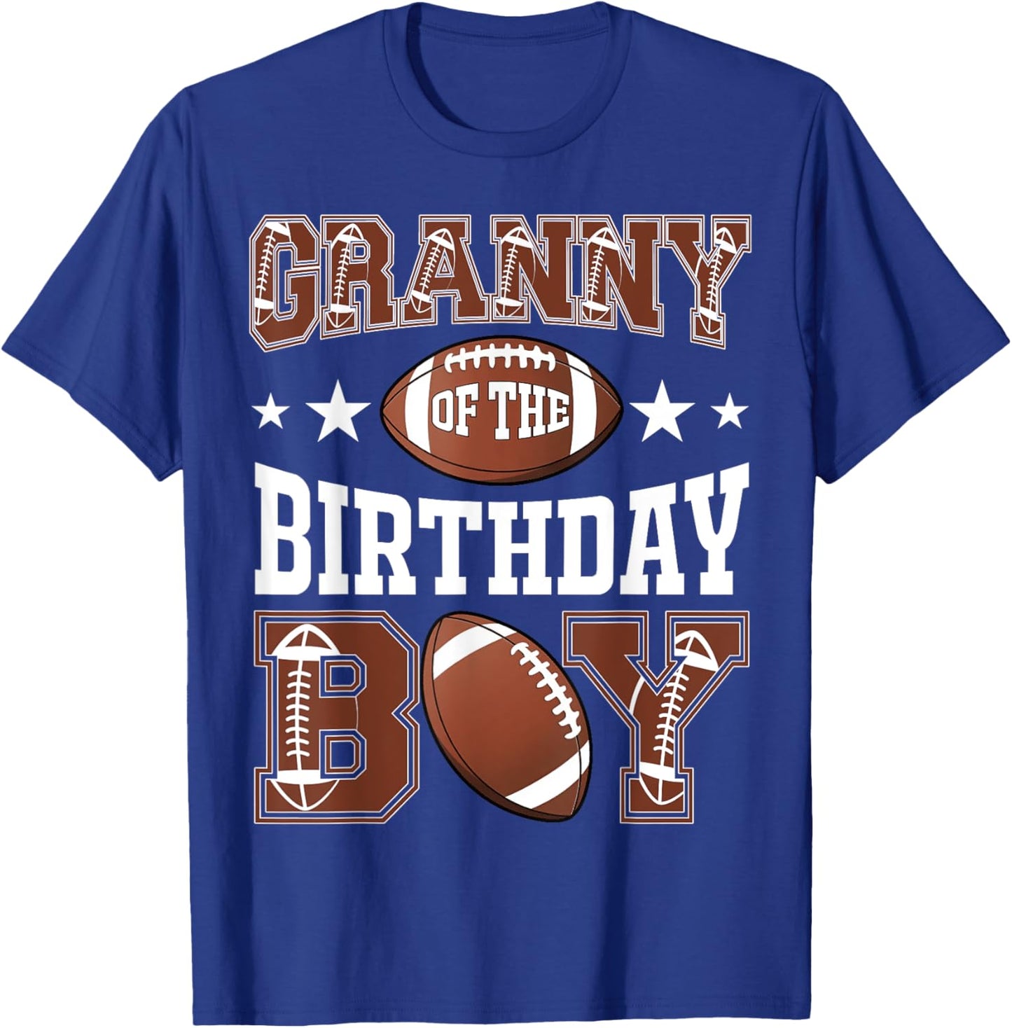 Granny Of The Birthday Boy Football Game Day T-Shirt - T-Shirt | Royal