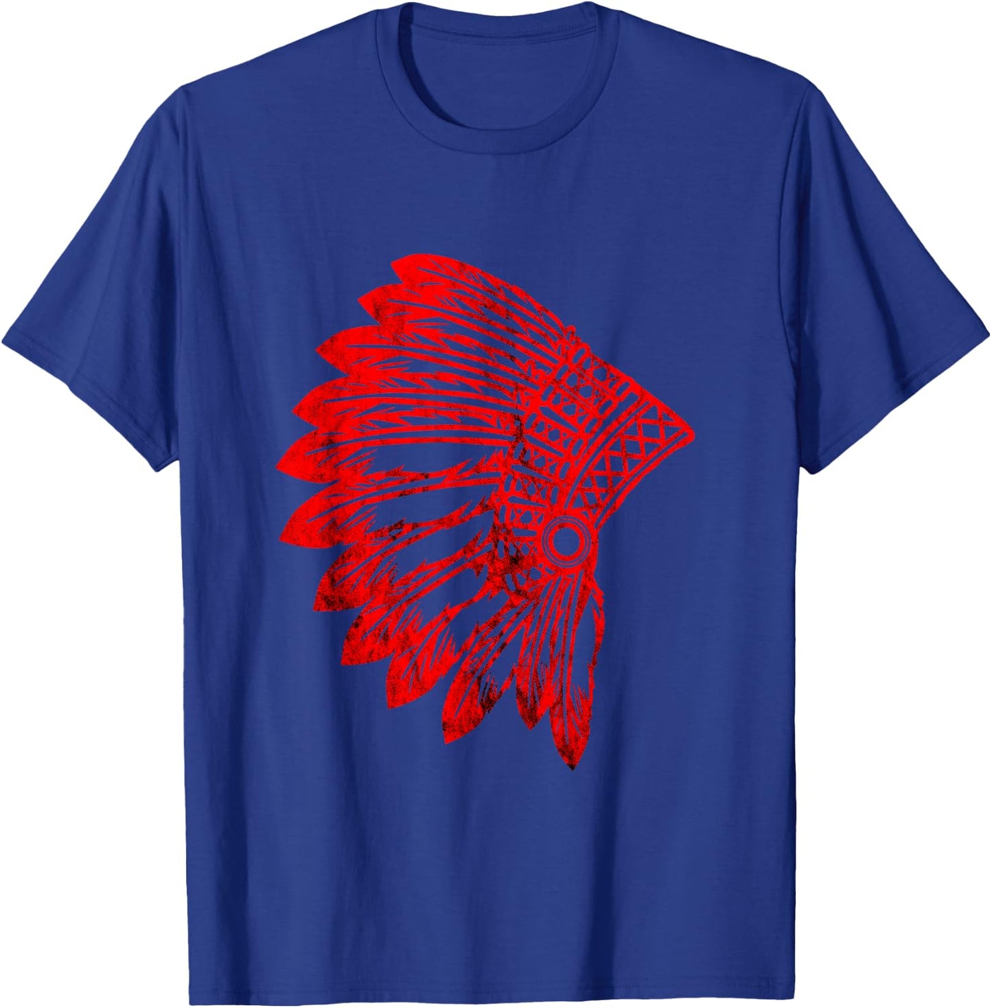 Red Skin Indian Chief Western Costume Warbonnet Fancy Dress T-Shirt - T-Shirt | Royal