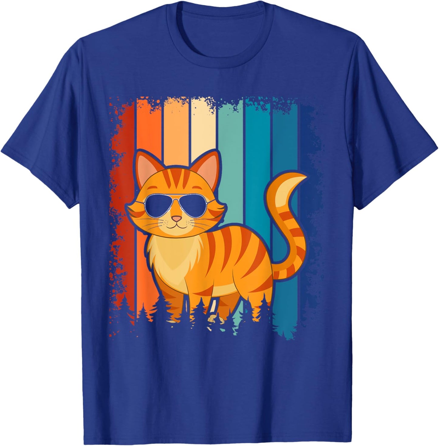 Vintage Style Orange Tabby Cat Friendly Wearing Sunglasses T-Shirt - T-Shirt | Royal