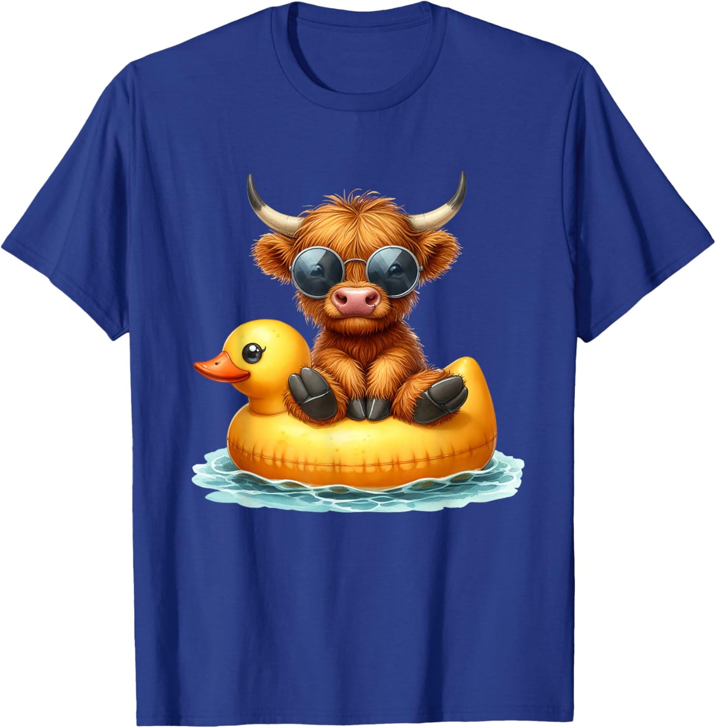 Cute Highland Cow Duck Pool Float Summer Vibes Swimming T-Shirt - T-Shirt | Royal
