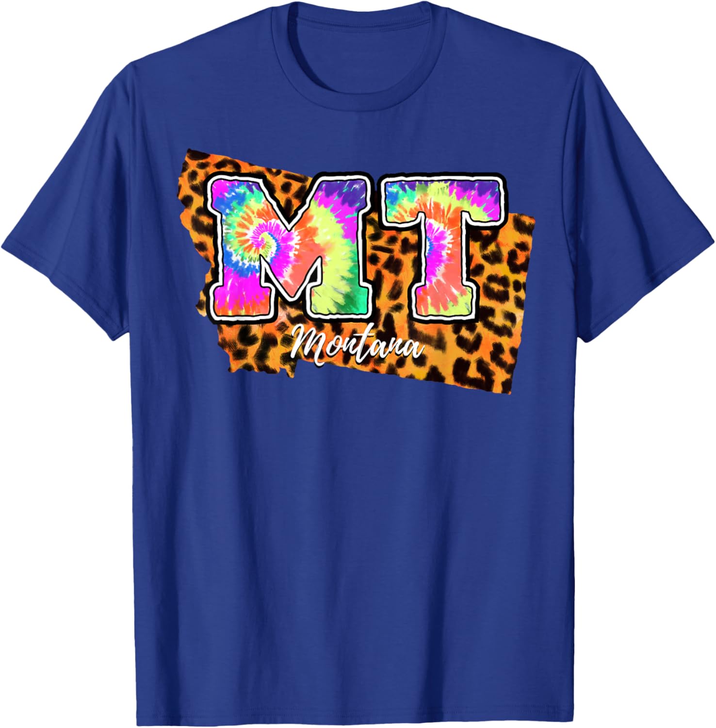 Big Sky Country Montana MT Map Tie Dye Treasure State T-Shirt - T-Shirt | Royal