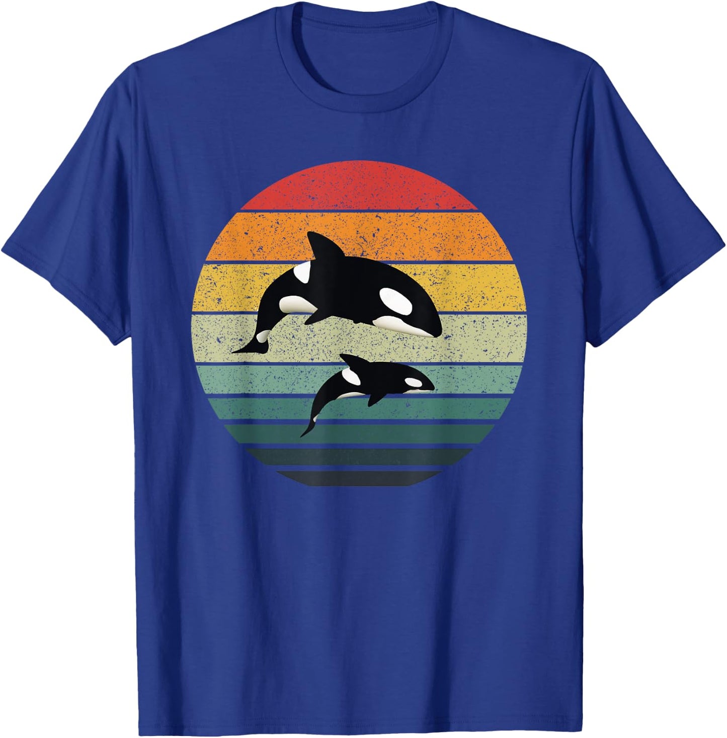 Orca Family Vintage Retro Art, Killer Whale Family T-Shirt - T-Shirt | Royal