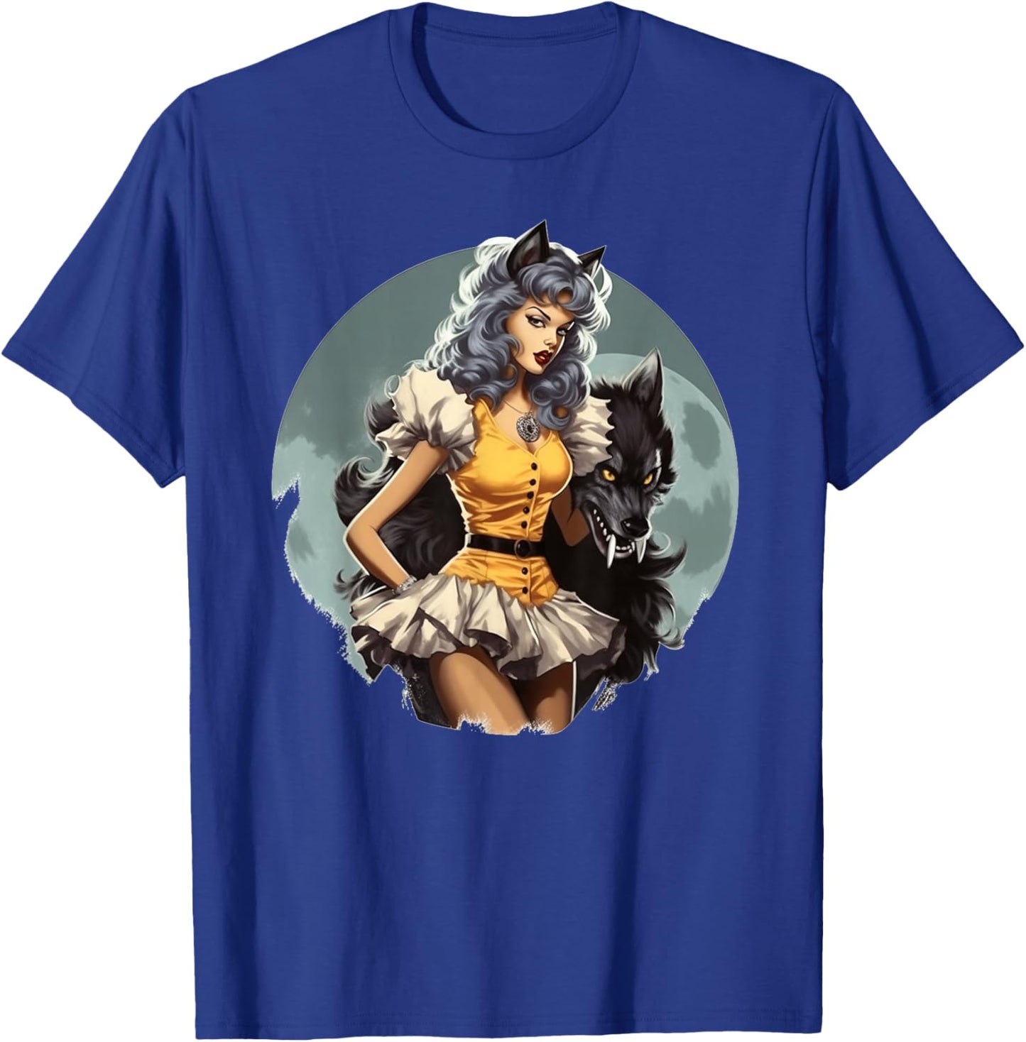 Werewolf PinUp Girl Wolf Halloween T-Shirt - T-Shirt | Royal