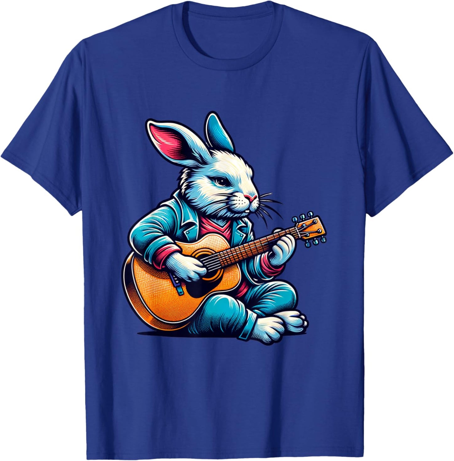 Cool Rabbit Plays Guitar Easter Musician Guitarist T-Shirt - T-Shirt | Royal
