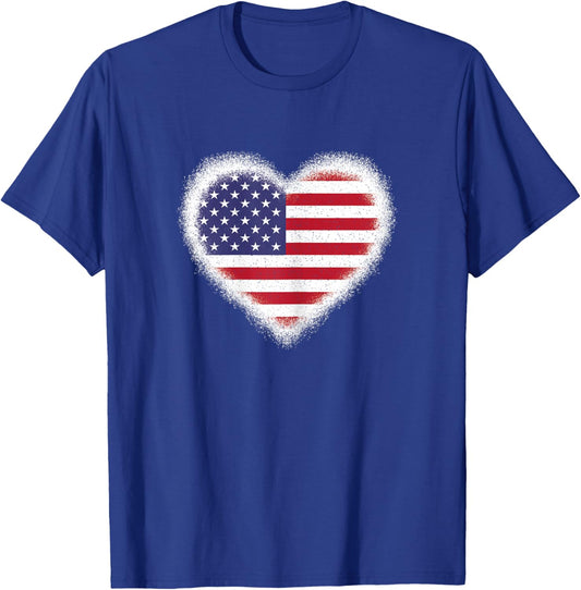 USA Heart Flag American Patriotic 4th of July Women Girls T-Shirt - T-Shirt | Royal