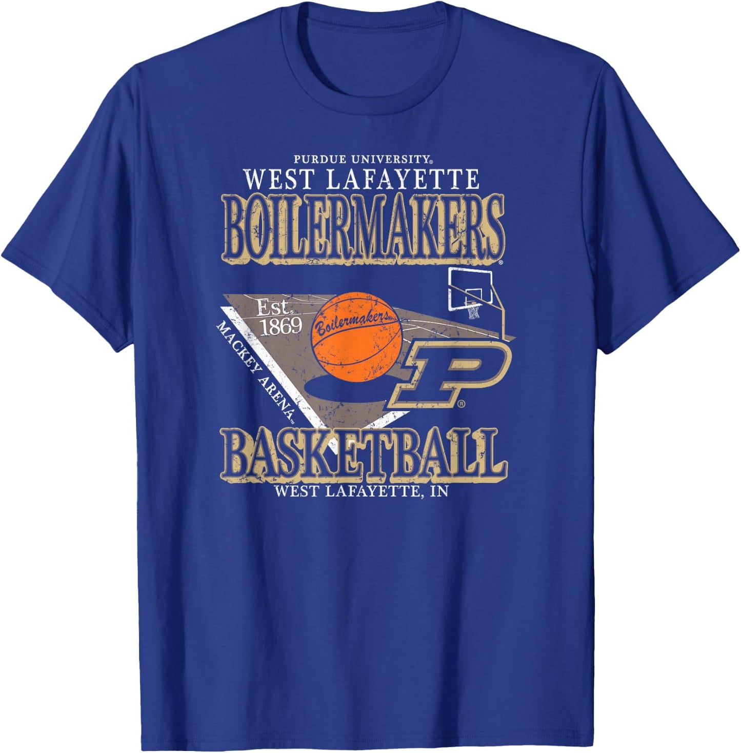 Purdue Boilermakers Basketball Vintage Mackey Arena Black T-Shirt - T-Shirt | Royal