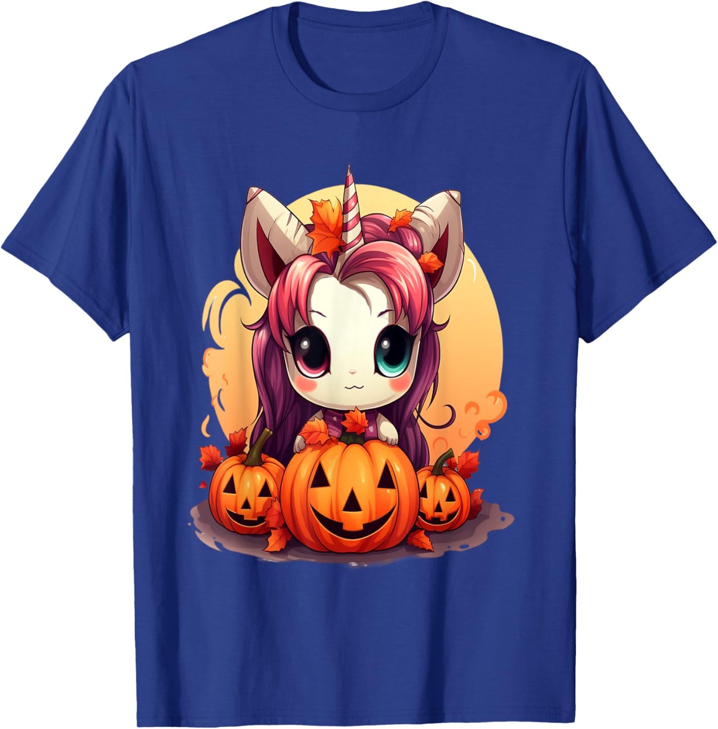 Autumn Halloween costume kawaii pumpkin unicorn magic T-Shirt - T-Shirt | Royal