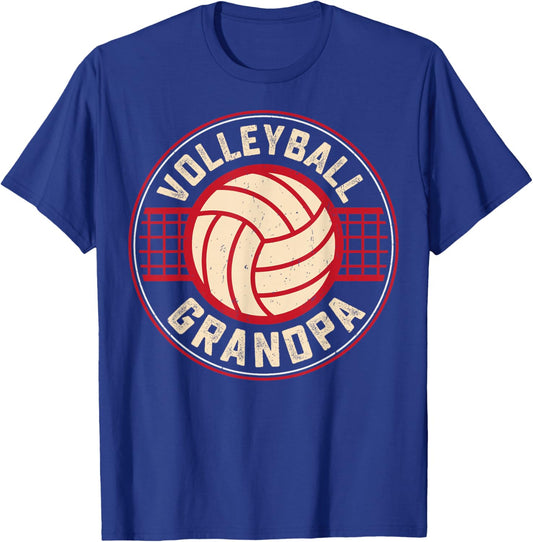 Volleyball Grandpa Fathers Day Volleyball Lover Grandfather T-Shirt - T-Shirt | Royal