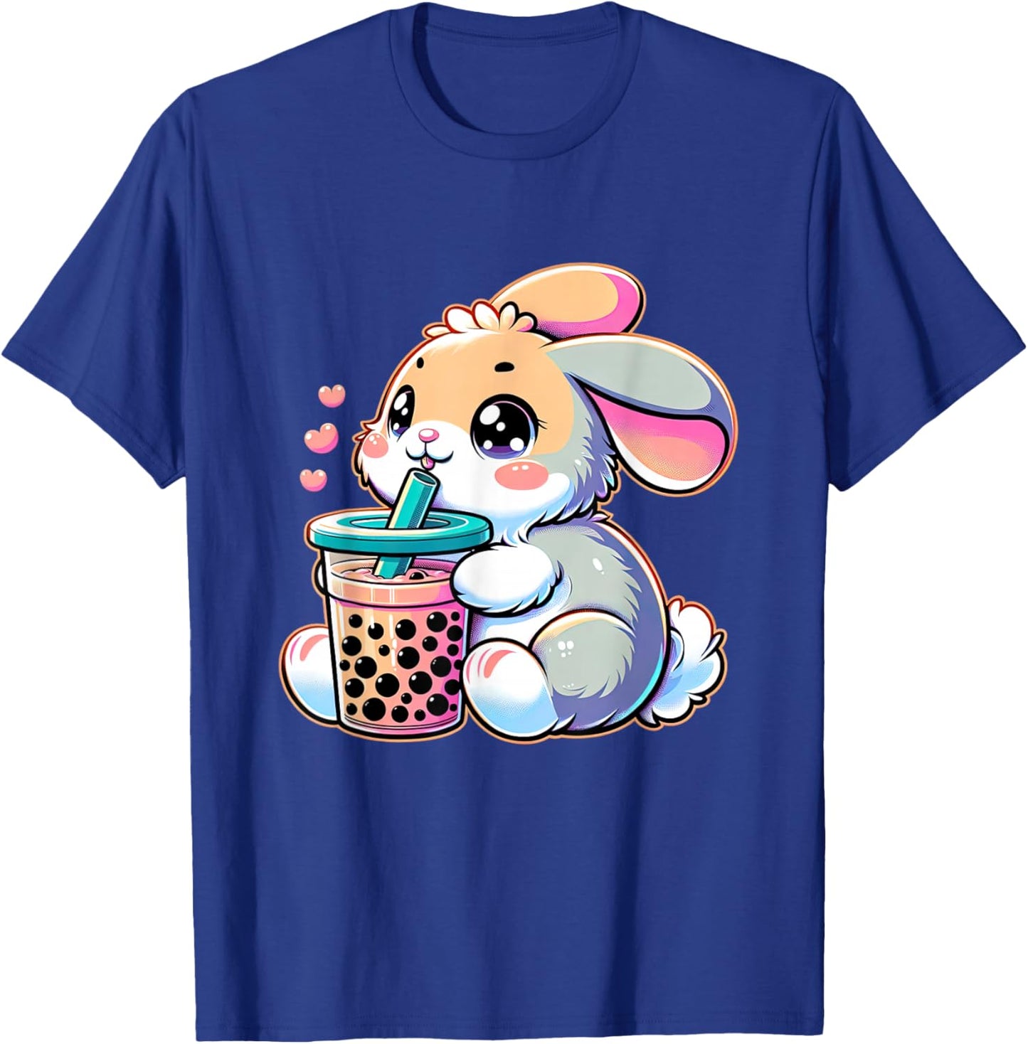 Cute Bunny Rabbit Drink Boba Tea Kawaii Easter For Kid Teen T-Shirt - T-Shirt | Royal