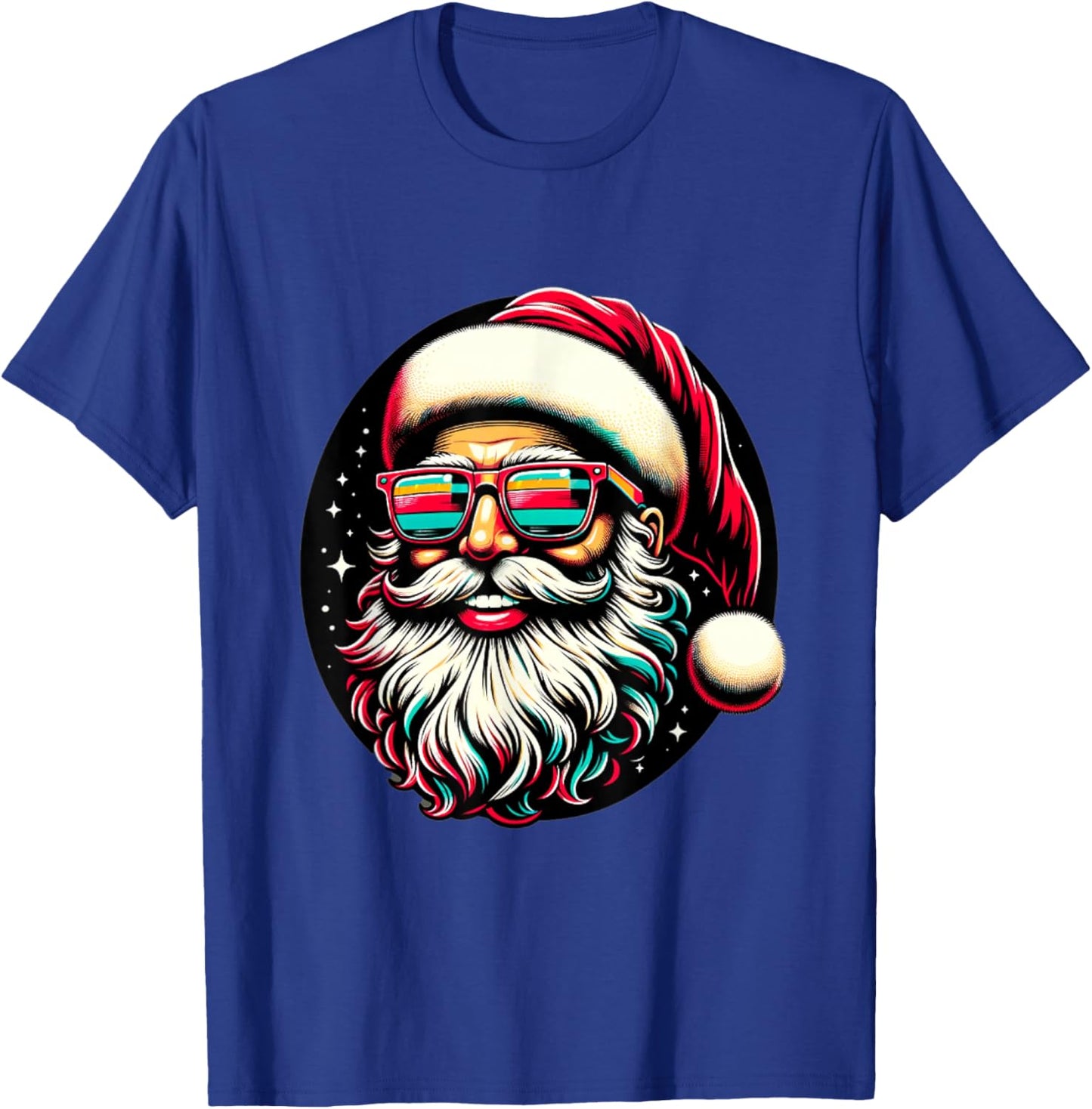 Retro Santa Face Sunglasses Christmas Holiday Xmas Men Women T-Shirt - T-Shirt | Royal