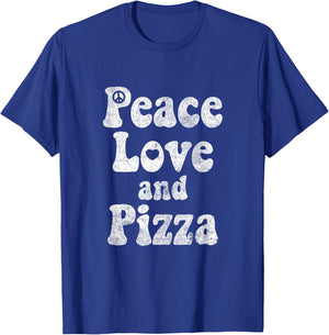Funny Pizza Shirt - Peace, Love and Pizza Funny Shirt Gift T-Shirt - T-Shirt | Royal