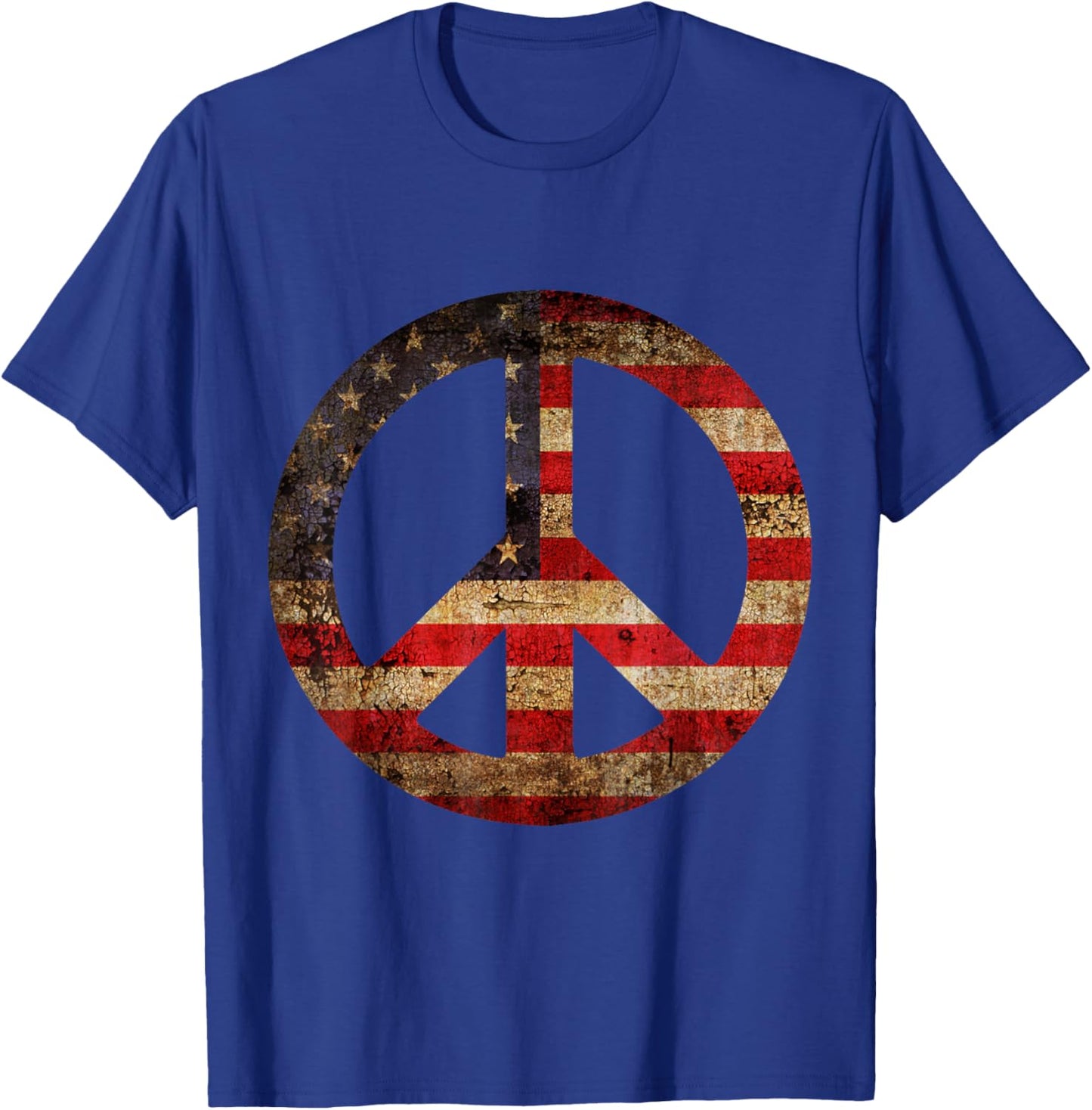 Vintage US American Flag Peace Sign 4th of July T-Shirt - T-Shirt | Royal