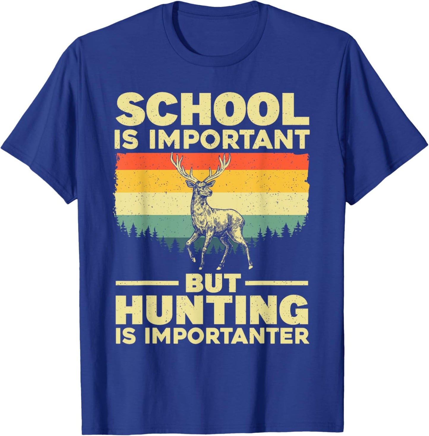 Funny Hunting Art For Boys Men Deer Hunter Wildlife Hunting T-Shirt - T-Shirt | Royal