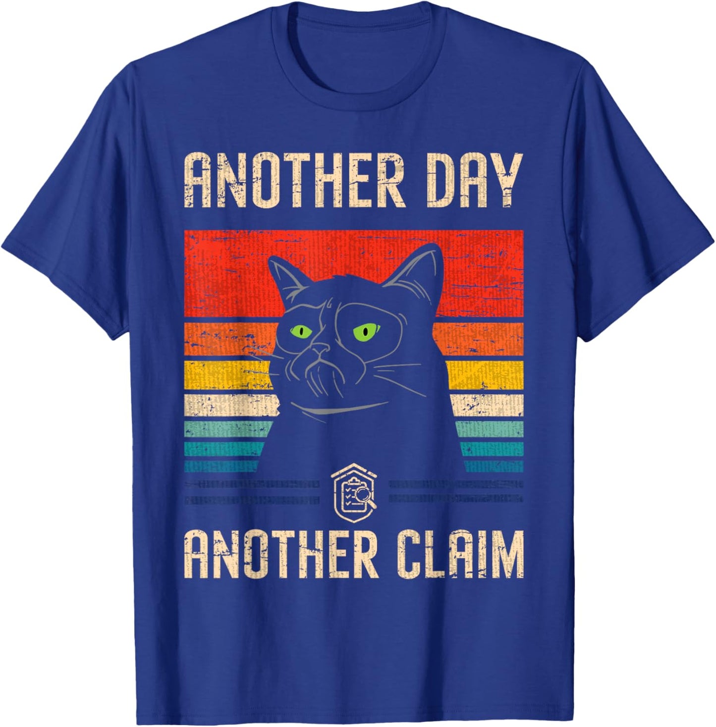 Claim Adjuster & Investigator Gifts Claim Examiner Black Retro Sports Cartoon , Small, Classic Fit, Short Sleeve, , Pull On, Cotton 65%, Polyester 35% T-Shirt - T-Shirt | Royal