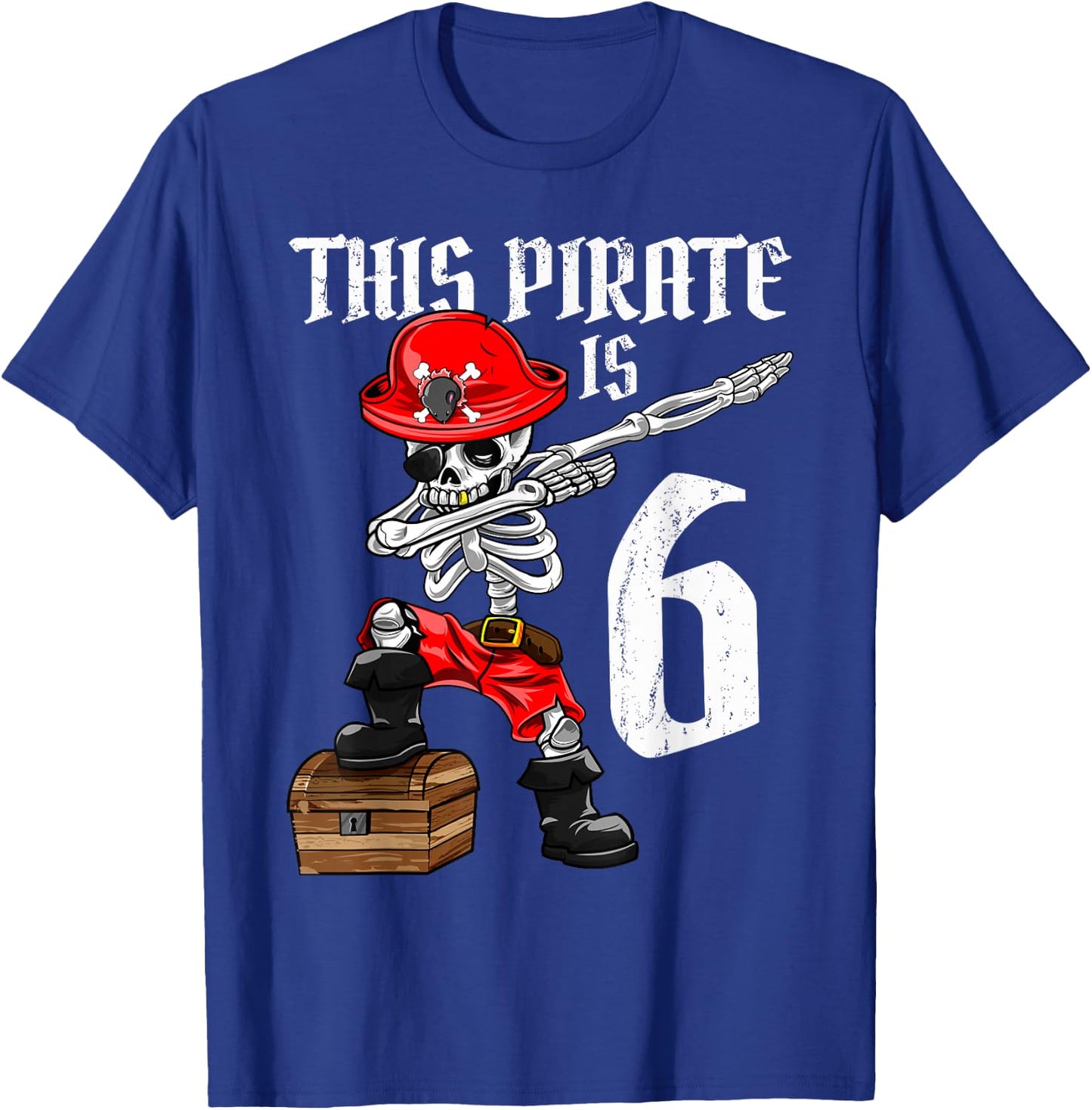 This Pirate is 6 dabbing pirate shirt 6th Birthday boy six T-Shirt - T-Shirt | Royal
