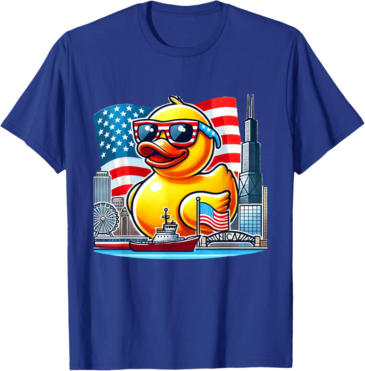Chicago Ducky Derby Rubber Duck Design T-Shirt - T-Shirt | Royal
