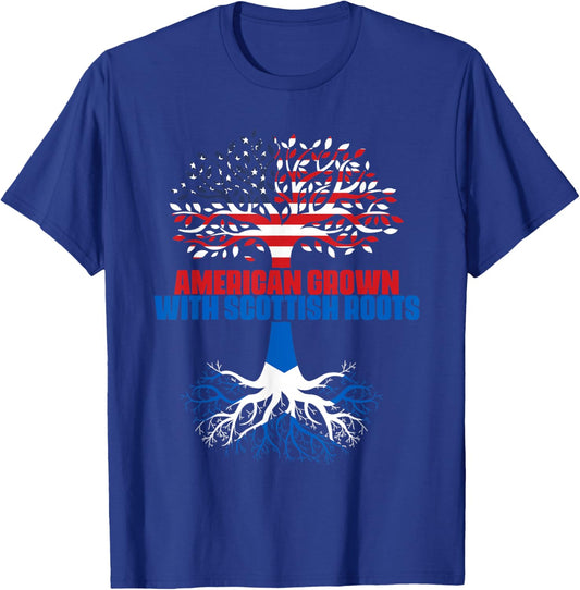 America Scotland Flag Half Scottish Half American Citizen T-Shirt - T-Shirt | Royal