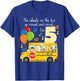 The Wheels On The Bus 5th Birthday 5 Yrs Old Family Matching T-Shirt - T-Shirt | Royal