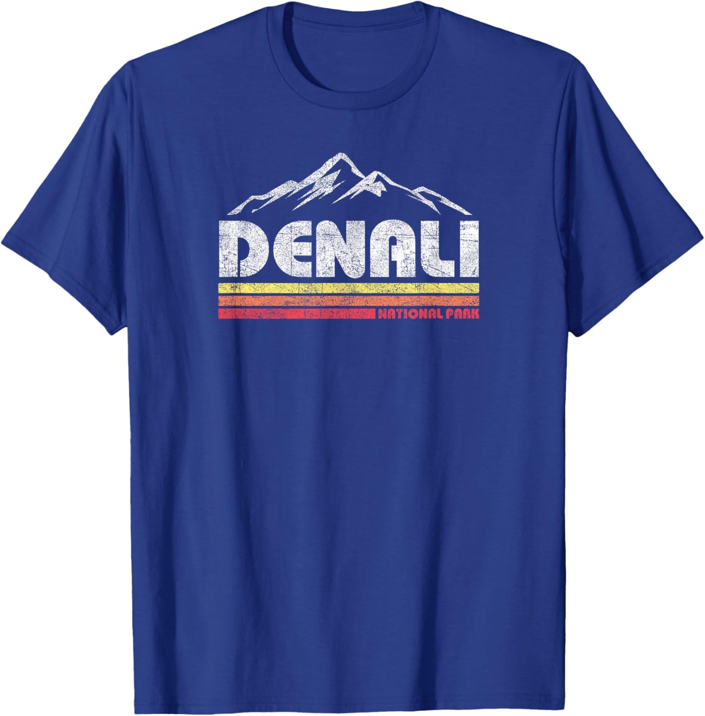 Vintage Mt Denali Alaska National Park Mountain Sunset Retro T-Shirt - T-Shirt | Royal