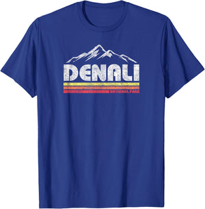 Vintage Mt Denali Alaska National Park Mountain Sunset Retro T-Shirt - T-Shirt | Royal