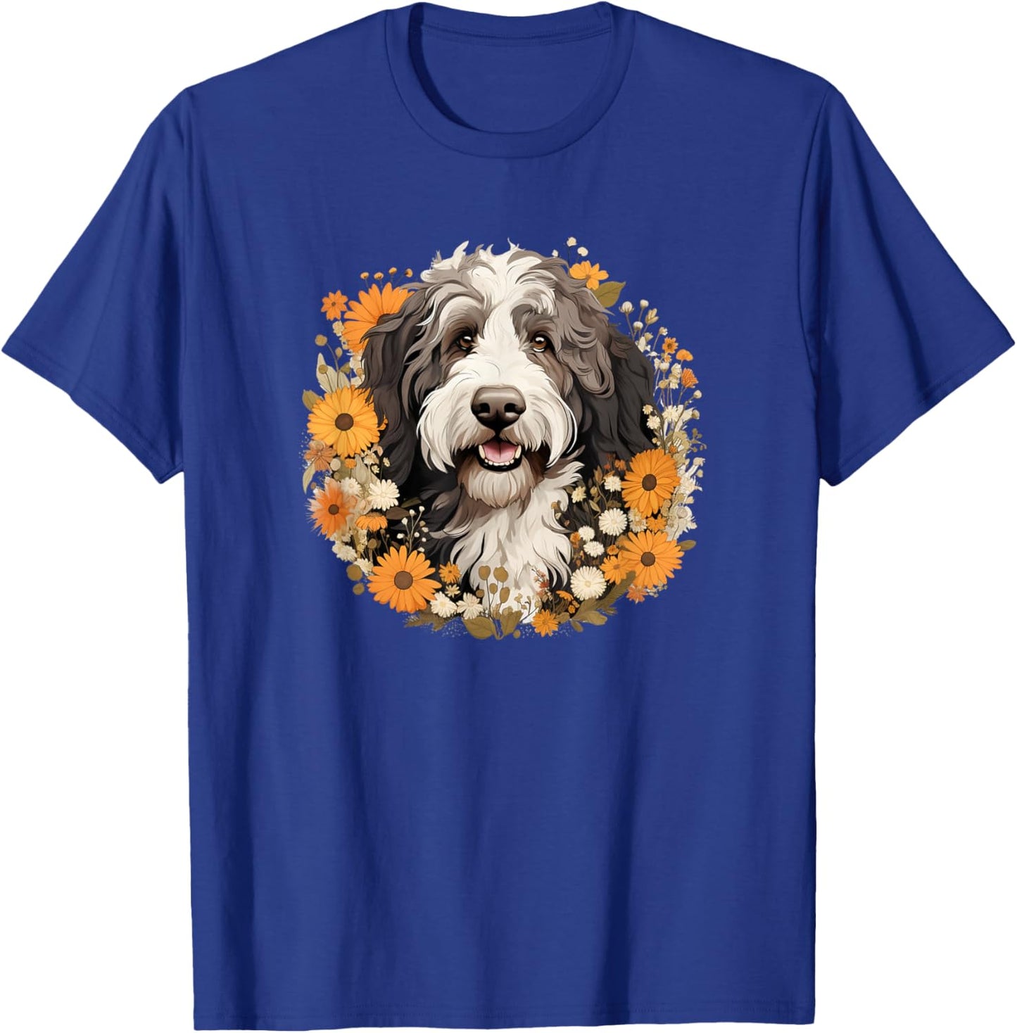 Cute Girls Kids Funny Wild Flowers Sheepadoodle Lover T-Shirt - T-Shirt | Royal