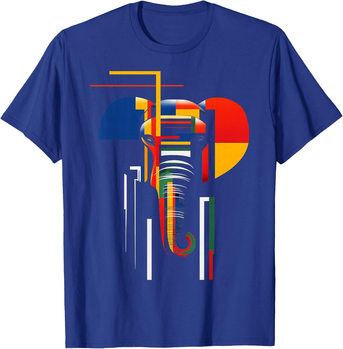 Elephant Abstract Animal Art Geometric Graphic Elephant T-Shirt - T-Shirt | Royal