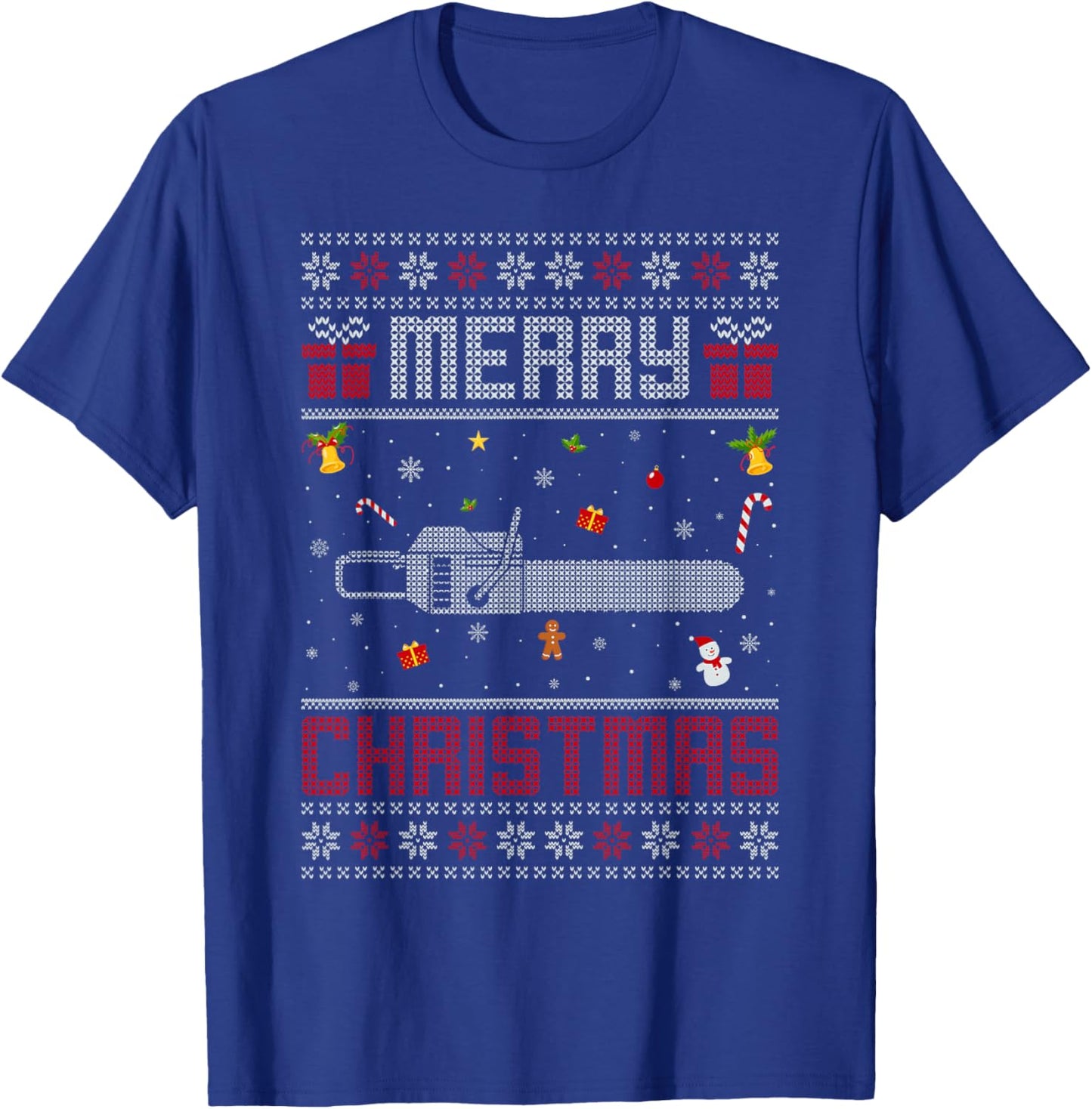 Ugly Chainsaw Christmas Decoration Funny Ugly Xmas Sweater T-Shirt - T-Shirt | Royal
