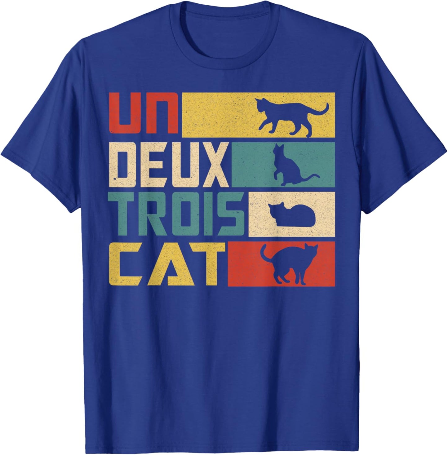 Un Deux Trois Cat - Funny French Pun, Funny Cat T-Shirt - T-Shirt | Royal