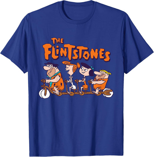 Kids The Flintstones Group Shot Bike Ride T-Shirt - T-Shirt | Royal