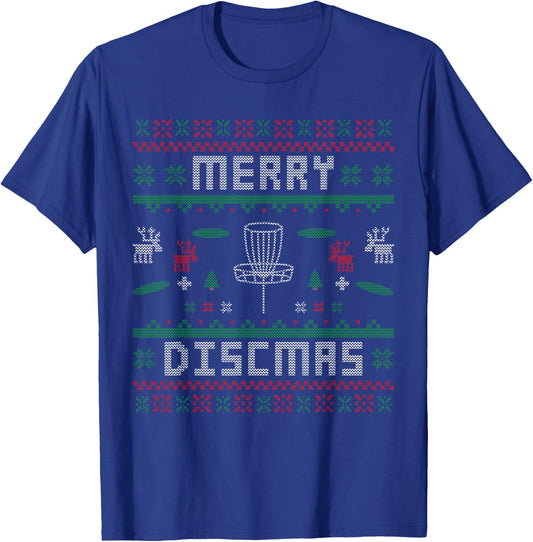 Merry Discmas Disc Golf Ugly Dad Uncle T-Shirt - T-Shirt | Royal