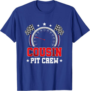 Cousin Pit Crew Race Car Birthday Party Racing Family T-Shirt - T-Shirt | Royal