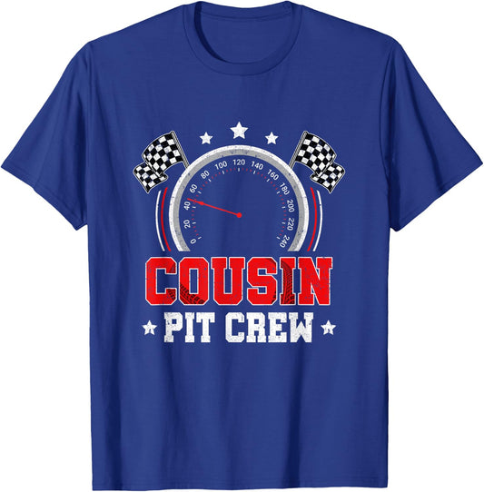 Cousin Pit Crew Race Car Birthday Party Racing Family T-Shirt - T-Shirt | Royal