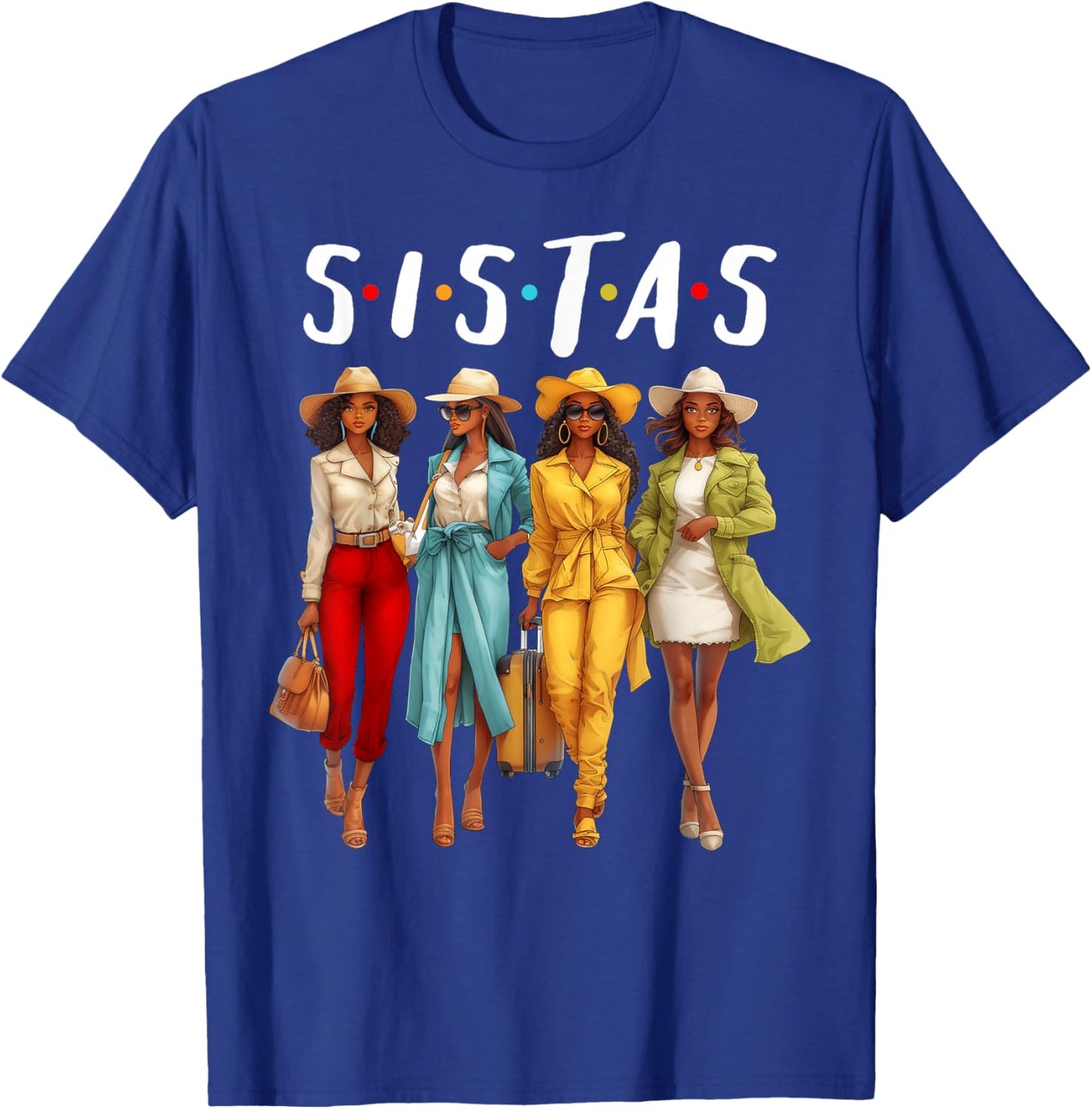 Sistas African American Black Women Afro Girls Together T-Shirt - T-Shirt | Royal