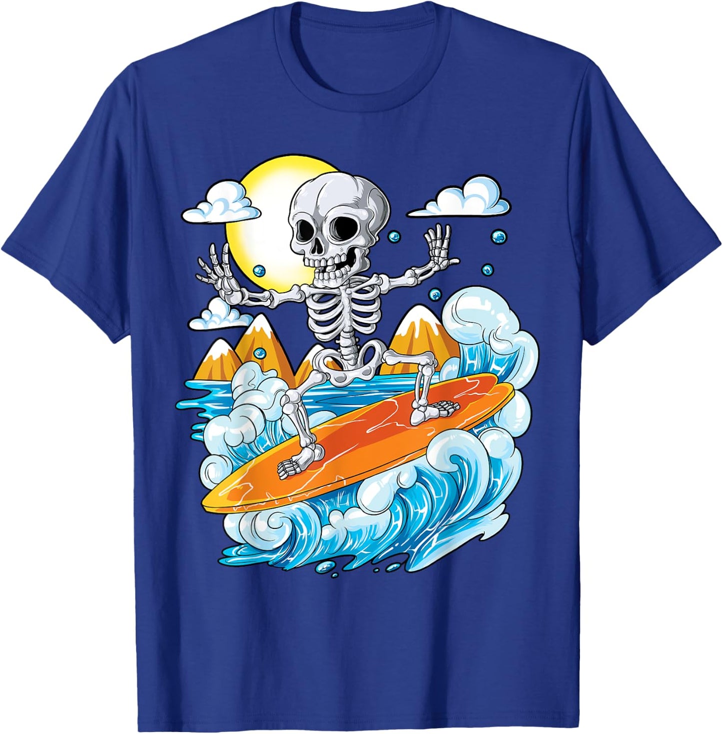 Skeleton Surfing Halloween Hawaii Hawaiian Men Women Surfer T-Shirt - T-Shirt | Royal