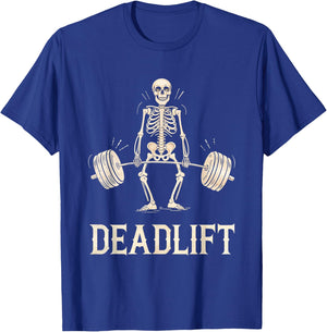 Deadlift Skeleton Weightlifting Gym Fitness Workout T-Shirt - T-Shirt | Royal