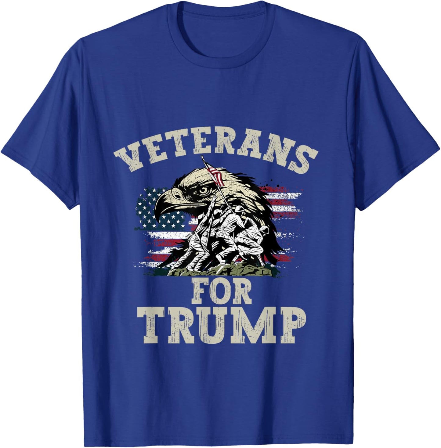 Veterans For Trump 2024 Vintage American Flag Men Women T-Shirt - T-Shirt | Royal
