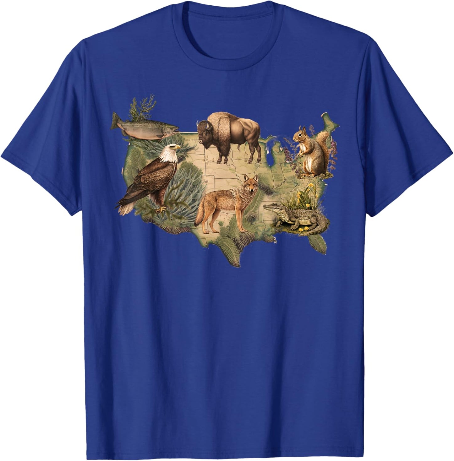 American Wildlife Map T-Shirt - T-Shirt | Royal
