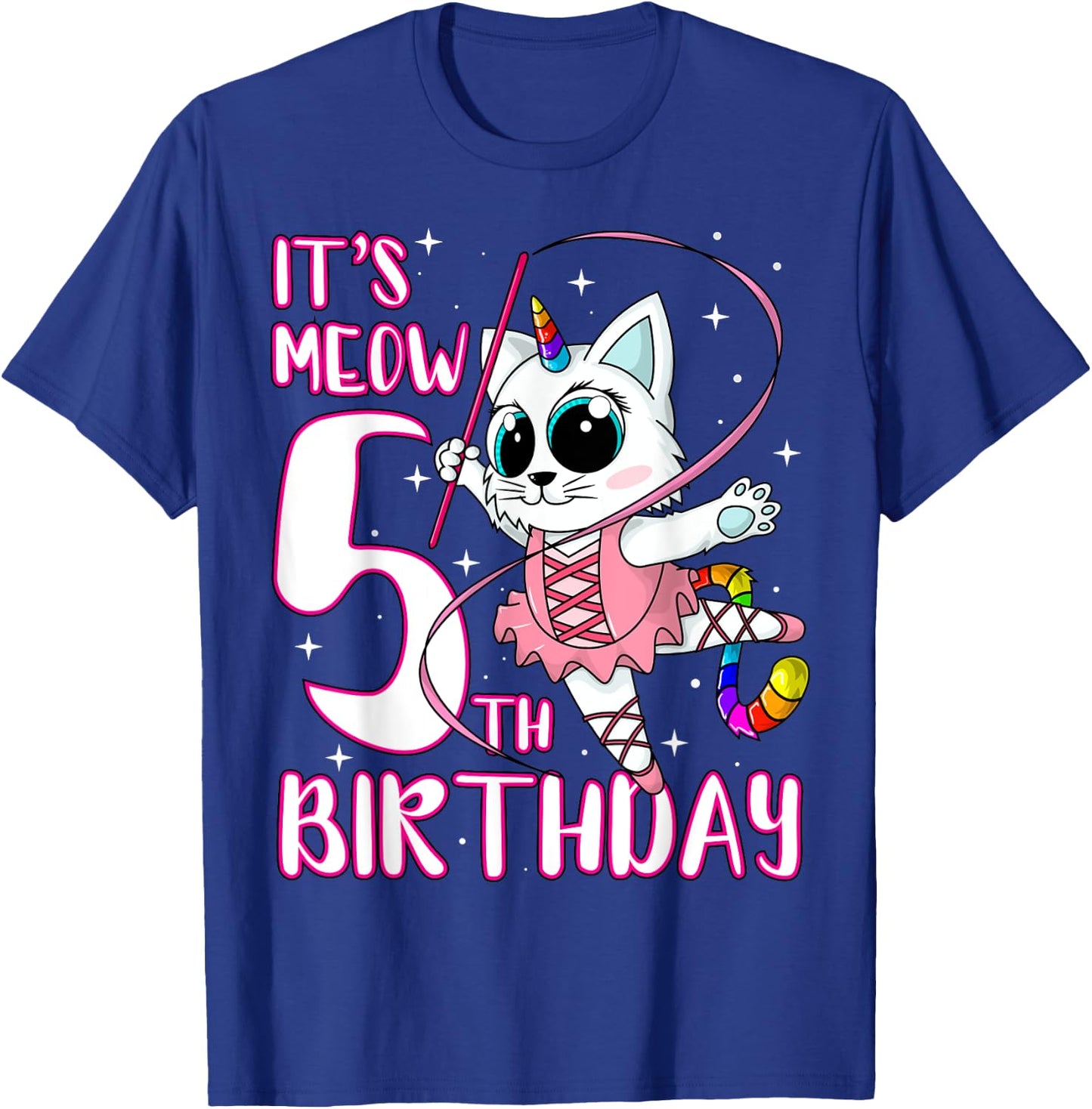 Its Meow 5th Birthday Kittycorn Unicorn Cat Kids Party Gift T-Shirt - T-Shirt | Royal