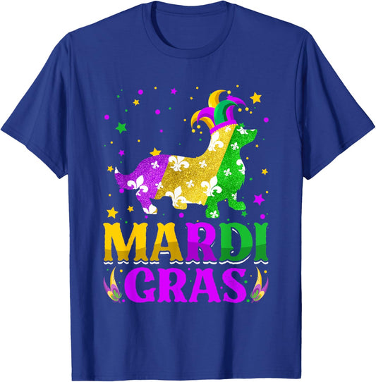 Mardi Gras Corgi Dog Lover Carnival Jester T-Shirt - T-Shirt | Royal